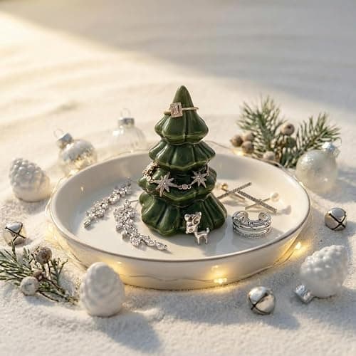 mono living Forest Green Christmas Tree Ring Dish – Ceramic Jewelry Holder for Kitchen Sink or Vanity – Aesthetic Holiday Decor, Xmas Tree Trinket Tray, Birthday or Christmas Gifts for Women thumbnail 2
