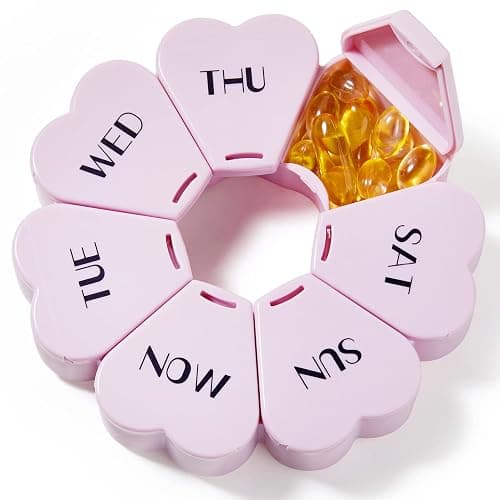 MOLN HYMY Large Weekly Pill Organizer, Girly Pill Box 7 Day, Purple Pink Daily Vitamin Holder for Fish Oil/Medicine/Supplements thumbnail 6