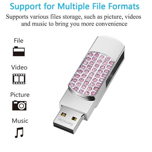 GARRULAX USB Flash Drive, 16GB/32GB/64GB/128GB USB2.0 Rotatable Memory Stick Date Storage Pendrive Thumb Drives U Disk(64GB,Pink) thumbnail 4