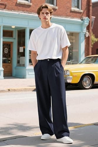Heyfanee Mens Casual Pants Loose Fit Slacks for Men with Belt Loops thumbnail 6