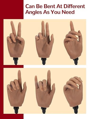 Yokilly Practice Hand for Acrylic Nails,100PCS Practice Nail Tips Flexible Nail Practice Hand with Stand,Silicone Nail Hand Practice Model for Nail Training,Fake Hands With 3PCS Professional Nail File thumbnail 3