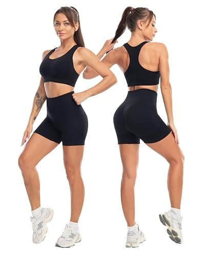 SALSPOR 3 Piece Workout Sets for Women Butt Lifting Leggings with High Impact Sports Bra Gym Shorts thumbnail 4