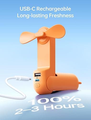 JISULIFE 3 IN 1 Handheld Mini Fan - Portable Fan & Power Bank & Flashlight, 19H Max Cooling, USB Rechargeable, Pocket-Sized for Travel, Cruise, Concerts, Makeup, Summer Gifts for Women(Tropical Coral) thumbnail 8