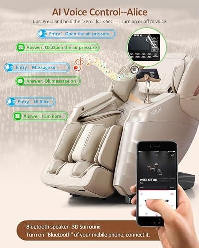 RELX 2025 Massage Chair Full Body, 15 Modes Zero Gravity SL-Track Shiatsu Massage Chair Built-in Heat System, Airbag Massage with Body Scan, Deep Yoga Stretch, Calfrest Extension and AI Control(Cream) thumbnail 8