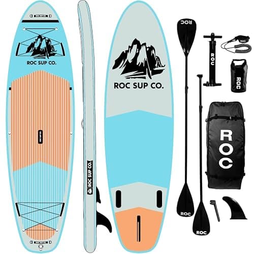 Roc Inflatable Stand Up Paddle Boards with Premium SUP Paddle Board Accessories, Wide Stable Design, Non-Slip Comfort Deck for Youth & Adults - Image 1