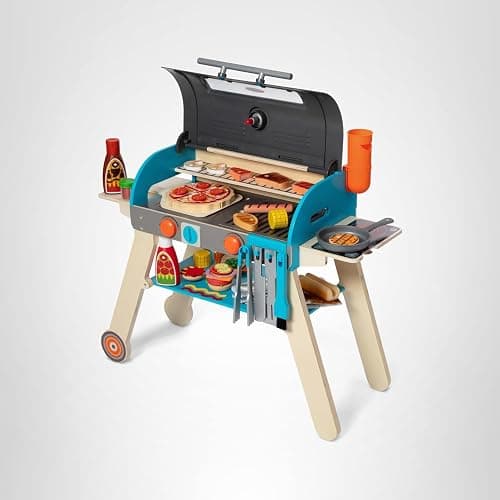 Melissa & Doug Deluxe Wooden Barbecue Grill, Smoker & Pizza Oven, Toy Food & Kids Play Kitchen Accessories, Preschool Learning Toys for Girls & Boys 3+ - FSC Certified thumbnail 10