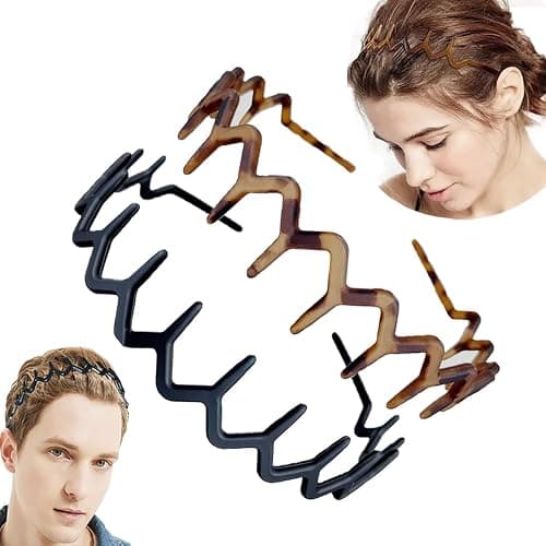 Vrose Flosi Fashion Wide Zig Zag Headbands for Women and Men - Plastic Wavy Hair Band with Teeth Comb - Classic 90s Hair Accessories for Face Washing Skin Care Makeup Hair Holder Everyday Use - Image 1