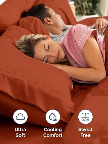 Extra Deep Pocket Queen Sheet Set - 4 Piece Breathable & Cooling Bed Sheets - Hotel Luxury Sheet Set - Soft, Wrinkle Free & Comfy - Easily Fits Extra Deep Mattresses - Deep Pocket Terracotta Sheets | Hotel Luxury, Breathable, Cooling, Soft, Comfy, Wrinkle Free, Easily Fits Extra Deep Mattresses, Bed Sheets thumbnail 5