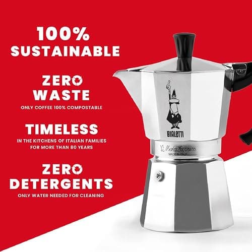 BIALETTI Moka Express 6-Cup Aluminum Stovetop Espresso Maker, Silver thumbnail 8