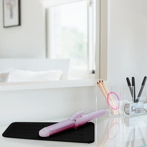 1Pack Silicone Heat Resistant Mat Pouch for Hair Straightener, Curling Iron, Flat Iron and Hot Hair Tools Black thumbnail 6