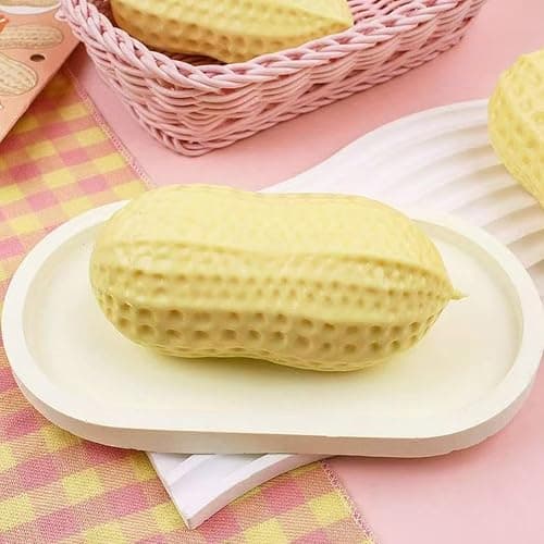 Peanut Squishies - Peanut Stress Balls Fidget Toys Adults,Cute Anxiety Relief Toy,Squeeze Dough Ball Stress Relief Hand Toys,Soft Squeeze Decompression Dough for Kids,Party Favors (Yellow, 4.33 in) thumbnail 8