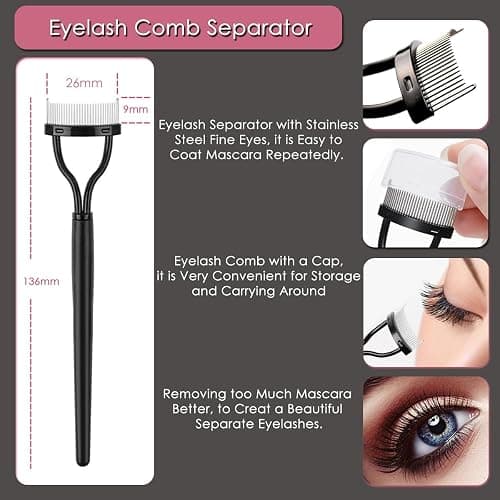 KINGMAS Eyebrow Brush & Eyelash Separator Eyeliner Brush and Brow Comb Lash Spoolie Brush, Steel Mascara Comb Grooming Brush, 5Pcs Eye Makeup Tools thumbnail 3