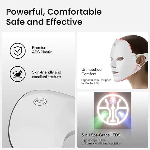 SUERBEATY Red Light Mask For Face, 7-1 Colors Red Light Face Mask, Facial Skincare At Home, Cordless, Portable and Rechargeable thumbnail 5