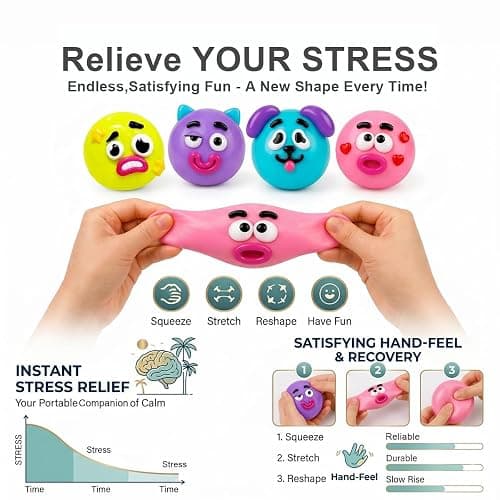 Smushers Squishy, Smushers Sensory with Interchangeable Faces, Curiosities Smushers Dog Face Swap Squishy, Soft Moldable Cute Slow Rise Relaxing Sensory Fidget Relief (Pink) thumbnail 3