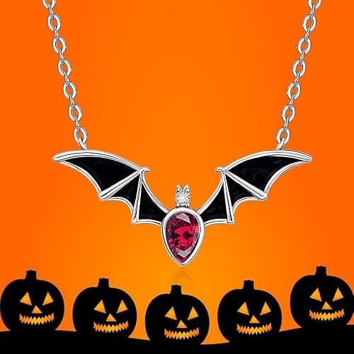 Halloween Bat Necklace for Women Sterling Silver Witch Goth Necklace thumbnail 9