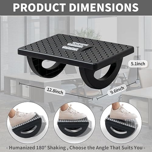 CasaZenith Foot Rest for Under Desk at Work - Ergonomic Foot Stools for Under Office Desk - Rocking Footrest with Roller Massager - Leg Rest for Chair, Computer Gaming - Promote Leg Circulation thumbnail 2
