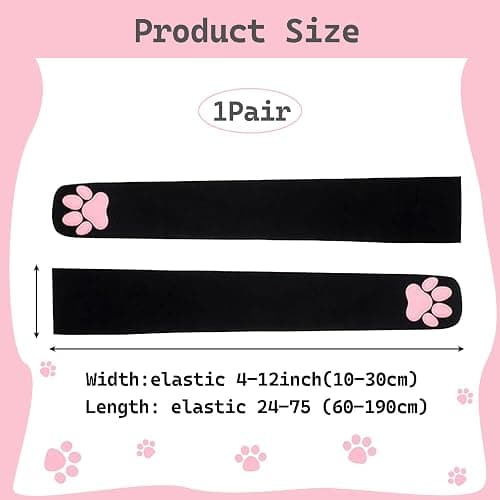 YREYBN 1 Pair Thigh High Socks, Pink Cute Cat Paw Pad Socks, 3D Kitten Claw Stockings for Girls Women, Knee High Socks for Cosplay Halloween Party and Daily Lives(Black) thumbnail 3