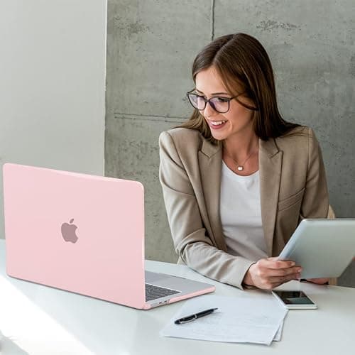 EooCoo Case Compatible with MacBook Air 13 inch M4 2025 2024 2023 2022 M3 M2 A3240 A3113 A2681, Pink Air 13.6" Laptop Hard Shell Case + Keyboard Skin Cover + Screen Protector, Crystal Pink thumbnail 4