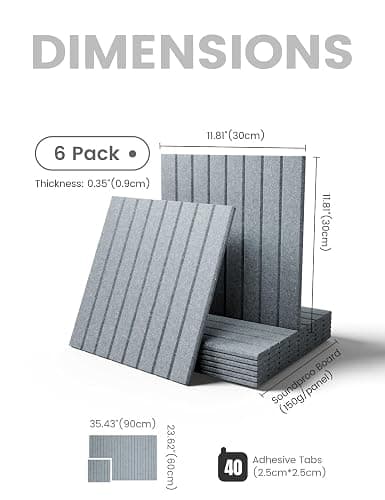 Large Felt Bulletin Board 36"x24" Cork Board Alternative - 6 Pack with 40 Safe Removable Adhesive Tabs, Cork Boards for Walls Cork Board for Home Office Classroom Pin Board-Blue Gray thumbnail 2