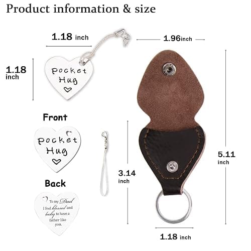 Qunrwe Pocket Hug Token,Long Distance Gifts Keepsake,Double Sided Inspirational Thinking of you Gift with Leather Keychain thumbnail 2