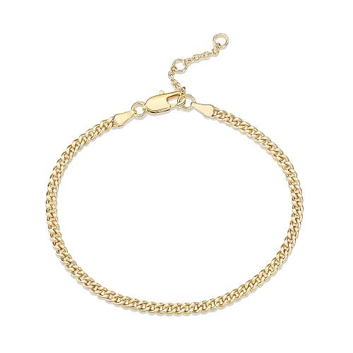 PAVOI 14K Gold Plated Paperclip/Curb/Figaro Chain Adjustable Bracelet for Women - Image 1