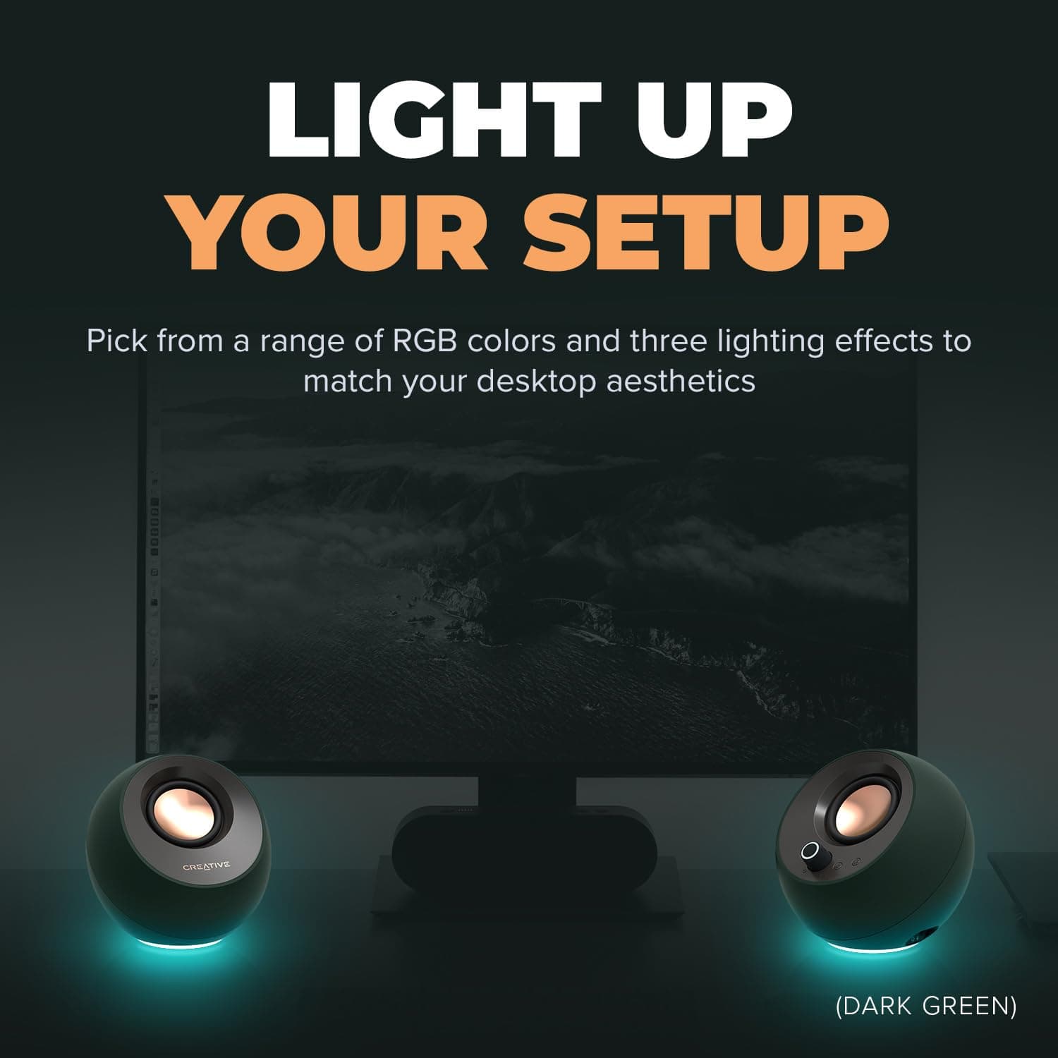 Creative Pebble Pro Minimalist 2.0 USB-C Computer Speakers with Bluetooth 5.3 and Customizable RGB Lighting, Clear Dialog and BassFlex Tech, USB Audio, Headset Port, for PC and Mac (White) thumbnail 2