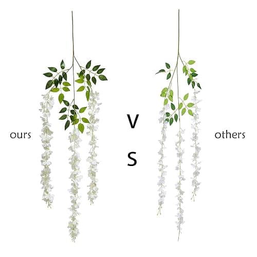 Duovlo 12 Piece Artificial Silk Wisteria Vine 3.6 Feet Ratta Hanging Flower Garland String Home Party Wedding Decor (Light Pink) thumbnail 4