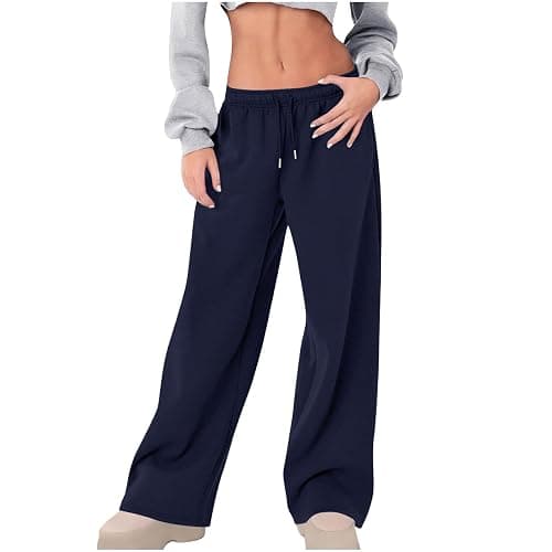 Bacrelax Women's Wide Leg Sweatpants Fleece Lined Baggy Straight Leg Lounge Pants Athletic Joggers with Pockets Fall Outfits - Image 1