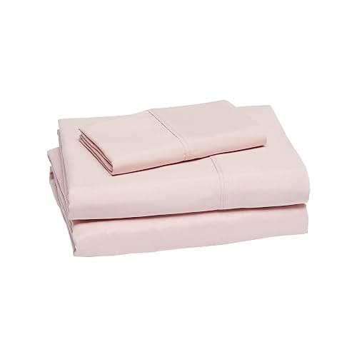 Amazon Basics Lightweight Super Soft, Comfortable Easy Care Microfiber 3-Piece Bed Sheet Set with 14-Inch Deep Pockets, Easy to Wash, Twin XL, Blush Pink, Solid thumbnail 2