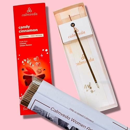 Christmas Candy Cinnamon Incense Sticks - 80-Pack Spicy, Sweet Fall Incense | Charcoal Free, Handmade from Upcycled Flowers, IFRA compliant Fragrance - Spiced Cinnamon with creamy Vanilla and Tangerine thumbnail 4