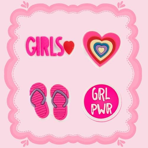 Sylvansong 30,50,100pcs Random Pink Shoe Charm for Girls Cute Shoe Decoration Charms fit Clog Sandal for Teens Women Birthday Party Favors Gifts thumbnail 6