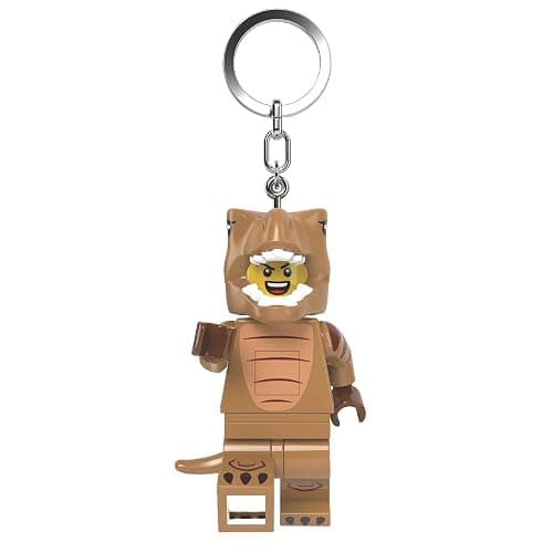 Lego Minifigures Large 3 Inch Tall Figure Keychain Light - T-Rex Costume Fan (KE237H) - Image 1