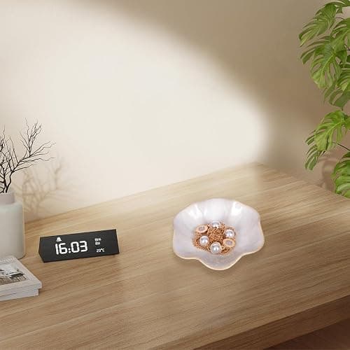 White Ceramic Jewelry Dish, Lotus Leaf-Shaped Trinket Tray and Ring Holder, Decorative Key Bowl, Elegant Home Decor Accent Piece (White) thumbnail 7