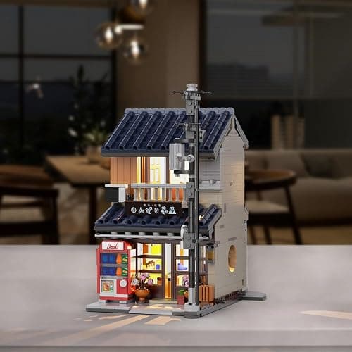 RAVAYO Japanese Tea House Mini Building Set with LED - Japanese Street View Simulation Architecture Construction Toy,Mini Brick 1219pcs thumbnail 7