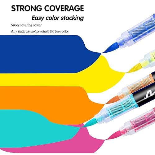 KsopiaVobs 48 Color Acrylic Paint Pens, Soft Brush Tip Acrylic Paint Markers,Quick-Drying Waterproof Acrylic Markers for Canvas, Rock Painting, Wood, Stone, Glass, Ceramic, Fabric Painting, DIY Crafts thumbnail 3