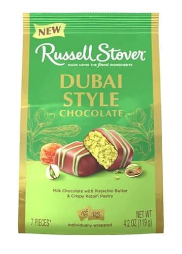Russell Stover Dubai Style Chocolate - Made Using the Finest Ingredients - Milk Chocolate with Pistachio Butter - Image 1