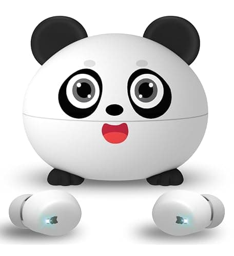 COOTIMOCK Wireless Earbuds for Kids, Built with Mic, 85dB Safe Volume, Light Weight, Bluetooth 5.3, IPX6 Waterproof, Passive Noise Cancelling, Girls Boys Teen Earbuds for School Travel, Panda - Image 1