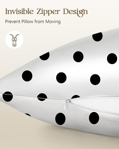 Miss Adola Silk Pillowcase 2 Pack - Pillow Cases 20" x 30" Queen Size Set of 2 for Hair and Skin Smooth Soft Breathable with Hidden Zipper Cooling Pillow Covers for Sleeping, White Black dot thumbnail 6