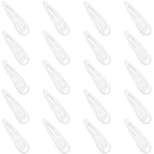 GKETN Snap Hair Clips for Women and Girls Water Drop Non Slip Hair Barrettes Heavy Coated Metal White Hair Clips Accessory 20 PCS 1.89" - Image 1
