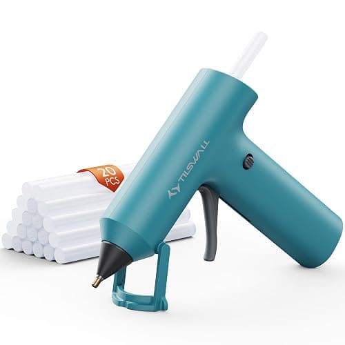 Tilswall Cordless Hot Glue Gun W106s with Rechargeable 2Ah Blue | 90s Fast Preheating, Glue Gun and Sticks Set (7×140mm), 20 Glue Sticks, Compact Ideal for School Crafts, DIY Making, Repairs - Image 1