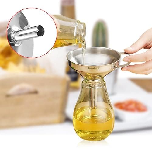 Lakatay 5.5-Inch 14CM Stainless Steel Kitchen Funnel with Strainer Filter for Transferring of Liquid Dry Ingredients and Metal Cooking Funnel thumbnail 4