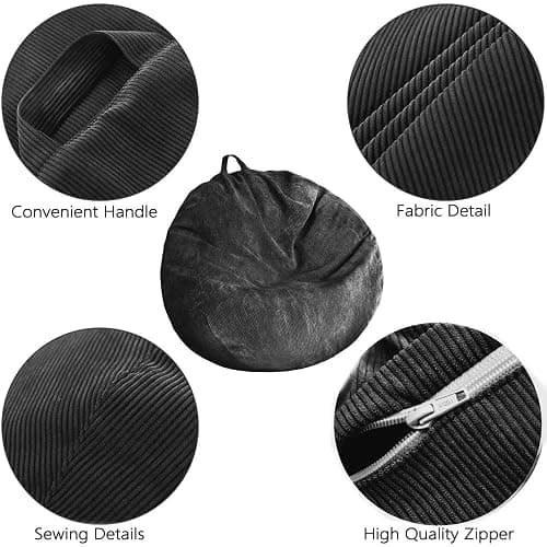 Kisoy Bean Bag Chair Cover (No Filler) Stuffed Animal Storage Bean Bag Cover Pets Dogs/Cats Lazy Beds. Washable Ultra Soft Corduroy Stuffed for Organizing Plush Toys or Textile, Sack Bean Bag thumbnail 3