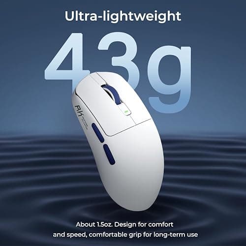 RK ROYAL KLUDGE M30 Wireless Gaming Mouse 43g Ultra-Light With PixArt PAW3311 Sensor, 24000 DPI, Tri-Mode BT/2.4G/Wired Computer Mouse 250mAh Battery, 1000Hz Polling rate 5 Programmable Buttons, White thumbnail 3
