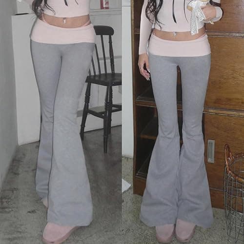 Coquette Cute Flare Bell Bottom Y2k Pants for Women thumbnail 4