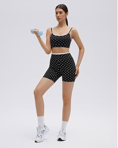 SUUKSESS 2 Piece Workout Sets Layered Sports Bra Yoga Gym Biker Shorts thumbnail 6