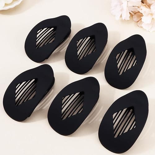 Atoden Large Flat Round Hair Clips Oval Claw Clips for Thick Medium Thin Hair 6Pcs Non Slip Strong Hold Barrettes Duckbill Accessories for Women Girls Matte Black Color thumbnail 7