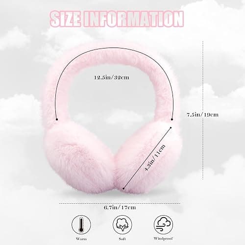 POMIJIAN Winter Ear Muffs for Women Girls Faux Fur Cute White Earmuffs Fluffy Ear Warmers Foldable Ear Covers Outdoor thumbnail 5
