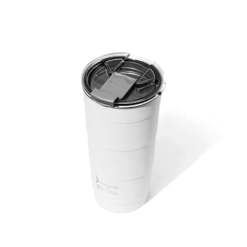 Pirani 26oz Insulated Stackable Tumbler - Skinny-Wall Triple Vacuum Insulation Cup with Version 2.0 Air-Tight, Screw-On Lid Lid - Space Saving Design - Great White thumbnail 3