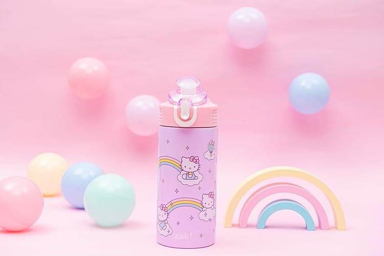 Zak Designs Sanrio Sage Kids Water Bottle For School or Travel, 14oz Stainless Steel Water Bottle With Straw, Handle, and Leak-Proof, Pop-Up Spout Cover (Hello Kitty) - Hello Kitty thumbnail 13