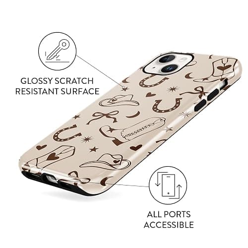 Yomjew Western Phone Case for iPhone 13 / iPhone 14 6.1", Retro Rustic Beige Country Bow Boots Hat Pattern Design Case Glossy Shockproof Cover Soft TPU Hard PC Protection Funda for Girls Women thumbnail 6